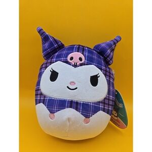 Squishmallow Kellytoy Plush Hello Kitty Sanrio 8" Kuromi Plaid New 2023 with Tag